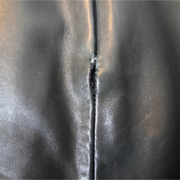 ANNE KLEIN Black Leather Pleated A-Line Skirt Size 8 Womens Professional Career - Picture 5 of 6